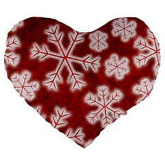 Snowflakes And Star Patterns Red Frost Large 19  Premium Heart Shape Cushions by artworkshop