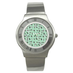 Insects Pattern Stainless Steel Watch by Valentinaart