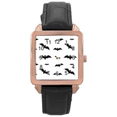 Bat Pattern Rose Gold Leather Watch  by Valentinaart