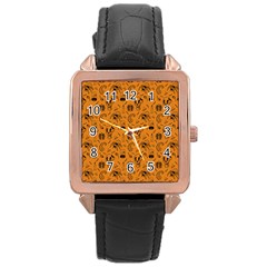 Halloween  Rose Gold Leather Watch  by Valentinaart