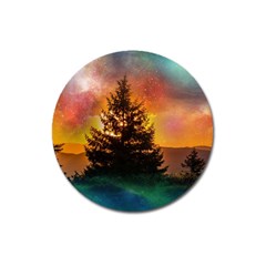 Tree Nature Landscape Fantasy Magical Cosmic Magnet 3  (round) by danenraven