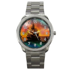 Tree Nature Landscape Fantasy Magical Cosmic Sport Metal Watch by danenraven