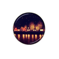 Night Houses River Bokeh Leaves Fall Autumn Hat Clip Ball Marker (10 Pack) by danenraven