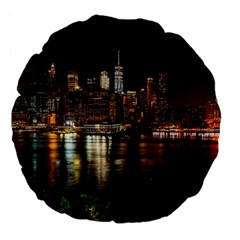 New York City Panorama Urban Hudson River Water Large 18  Premium Flano Round Cushions by danenraven