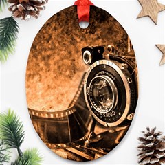 Camera Film Vintage Film Camera Old Old Camera Ornament (oval) by danenraven