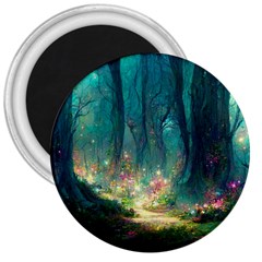 Magical Forest Forest Painting Fantasy 3  Magnets by danenraven