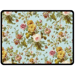 Flowers Vintage Floral Double Sided Fleece Blanket (large) 