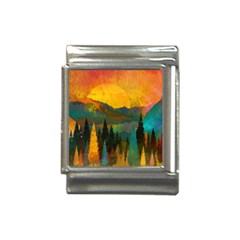 Trees Mountains Sun Sunrise Warm Red Yellow Italian Charm (13mm)