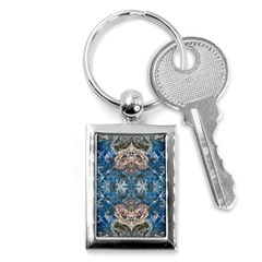 Turquoise Symmetry Key Chain (rectangle) by kaleidomarblingart