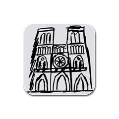 Gold Foil Notre Dame Rubber Square Coaster (4 Pack) by artworkshop