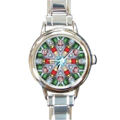 Geometric Symmetrical Symmetry Data Futuristic Round Italian Charm Watch by Ravend