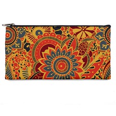 Bright Seamless Pattern-with-paisley-mehndi-elements-hand-drawn-wallpaper-with-floral-traditional-in Pencil Case by BangZart