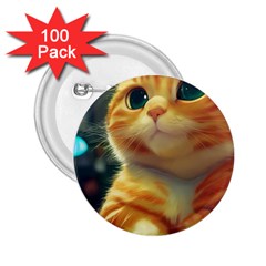 Cute Cat Cat Feline 3d 2 25  Buttons (100 Pack)  by Pakemis