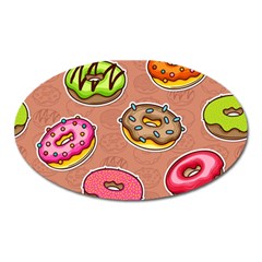 Doughnut Doodle Colorful Seamless Pattern Oval Magnet by Pakemis