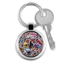 Vintage College Colorful Seamless Pattern Key Chain (round) by Pakemis