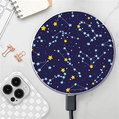 Seamless Pattern With Cartoon Zodiac Constellations Starry Sky Wireless Charger by Pakemis