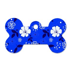 Blooming-seamless-pattern-blue-colors Dog Tag Bone (two Sides) by Pakemis