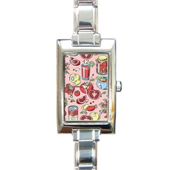 Tomato-seamless-pattern-juicy-tomatoes-food-sauce-ketchup-soup-paste-with-fresh-red-vegetables-backd Rectangle Italian Charm Watch by Pakemis