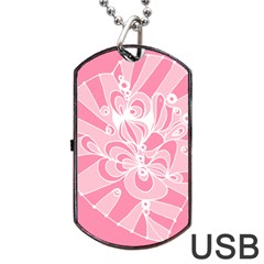 Pink Zendoodle Dog Tag Usb Flash (two Sides) by Mazipoodles