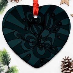 Green Zendoodle Heart Ornament (two Sides)