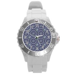 Kaleidoscope Deep Purple Round Plastic Sport Watch (l) by Mazipoodles