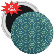 Kaleidoscope Hunter Green 3  Magnets (10 Pack)  by Mazipoodles