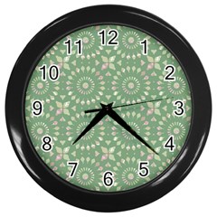 Kaleidoscope Peaceful Green Wall Clock (black) by Mazipoodles