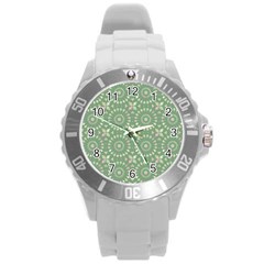 Kaleidoscope Peaceful Green Round Plastic Sport Watch (l) by Mazipoodles