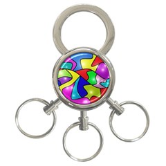 Colorful Abstract Art 3-ring Key Chain by gasi