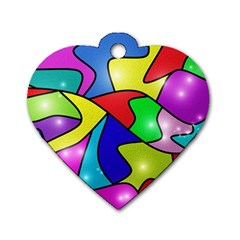 Colorful Abstract Art Dog Tag Heart (two Sides) by gasi