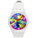 Colorful abstract art Round Plastic Sport Watch (M) Front