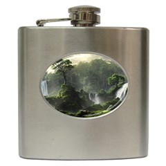 Waterfall River Fantasy Dream Planet Matte Hip Flask (6 Oz)