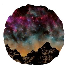 Mountain Space Galaxy Stars Universe Astronomy Large 18  Premium Flano Round Cushions by Uceng