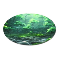 River Forest Woods Nature Rocks Japan Fantasy Oval Magnet