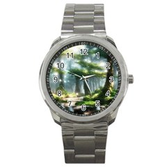 Forest Wood Nature Lake Swamp Water Trees Sport Metal Watch by Uceng