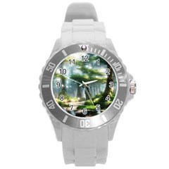 Forest Wood Nature Lake Swamp Water Trees Round Plastic Sport Watch (l) by Uceng