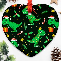 Christmas Funny Pattern Dinosaurs Heart Ornament (two Sides)