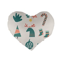 Reindeer Stars Socks Stick Candy Cane Standard 16  Premium Heart Shape Cushions by artworkshop