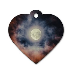 Dark Full Moonscape Midnight Scene Dog Tag Heart (two Sides)