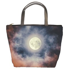 Dark Full Moonscape Midnight Scene Bucket Bag by dflcprintsclothing