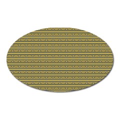 Golden Striped Decorative Pattern Oval Magnet