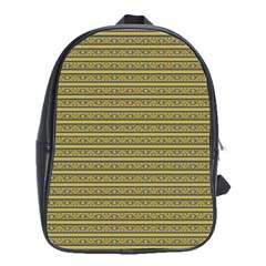 Golden Striped Decorative Pattern School Bag (xl)