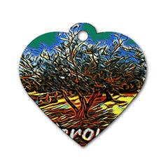 Colorful Verona Olive Tree Dog Tag Heart (one Side) by ConteMonfrey