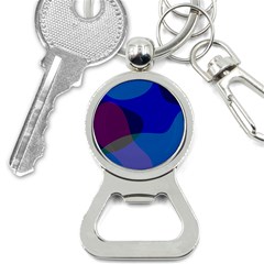 Blue Abstract 1118 - Groovy Blue And Purple Art Bottle Opener Key Chain by KorokStudios