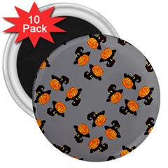 Pumpkin Heads With Hat Gray 3  Magnets (10 Pack) 