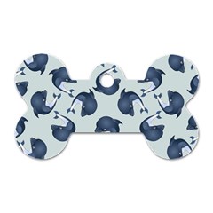 Blue Dolphins Pattern Dog Tag Bone (one Side) by TetiBright