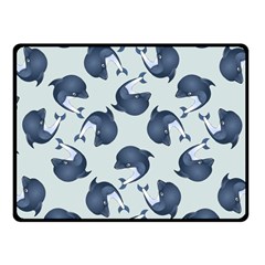 Blue Dolphins Pattern One Side Fleece Blanket (small) by TetiBright