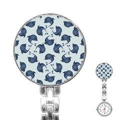 Blue Dolphins Pattern Stainless Steel Nurses Watch by TetiBright