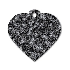 Creepy Head Mask Motif Random Pattern Dog Tag Heart (two Sides) by dflcprintsclothing