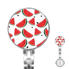 Watermelon Seamless Pattern Stainless Steel Nurses Watch